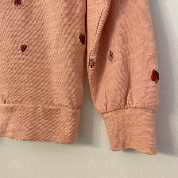 LOFT Petits Peach Sweater XXSP Strawberry Heart Embroidered Cottagecore Preppy - Picture 14 of 16
